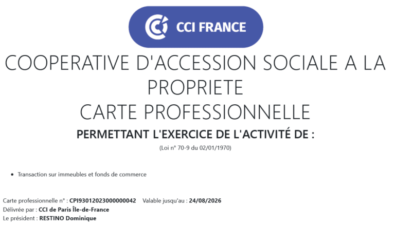 Carte professionnelle Transaction de la CAPS